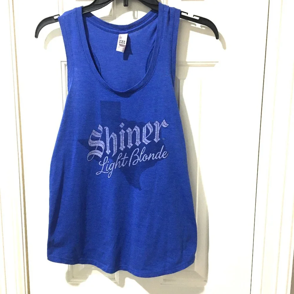 $7 or 2/$10 tshirt sale: Shiner Blonde Beer, Texas tank top, blue size small